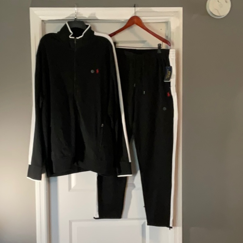 Black Track Suit with White Stripes